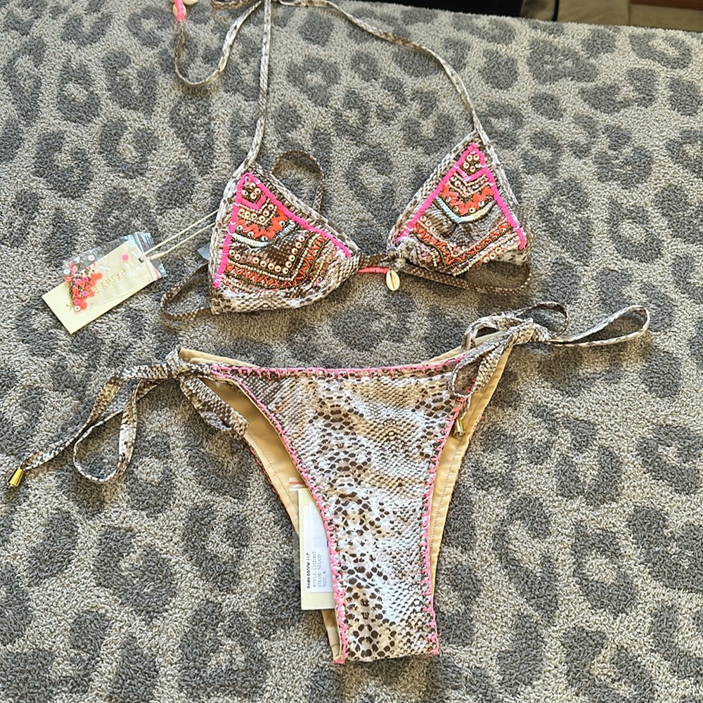 Ramy brook Lilo python snake print embroider embellished bikini SET FINAL PRICE - Picture 10 of 15